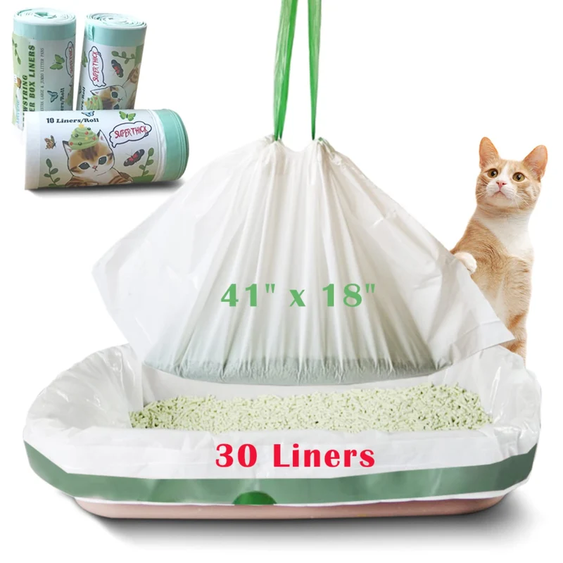 Mavere Jumbo Sacs Litière – Sacs Extra-Larges 41 x 18 pouces, 30 pièces, 4 mils, avec cordons