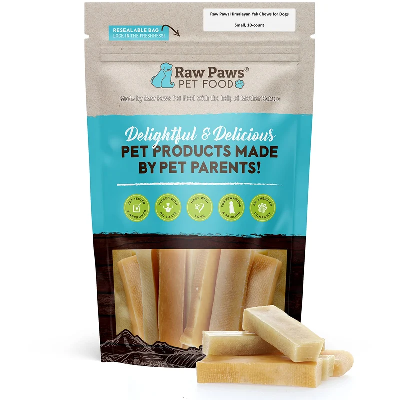 Raw Paws Yak Chews Himalayennes pour Chiens Petits — Boîte de 10, Lait de Yak Unique, Fabriqué USA