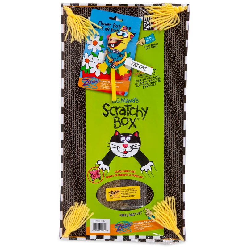 Fat Cat Big Mama's – Boîte de grattage pour chat avec herbe à chat organique cultivée aux États-Unis
