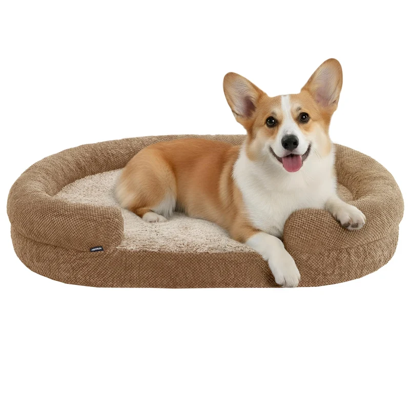 Lit pour chien moyen et grand 35 po – Miorun, mousse mémoire et housse lavable