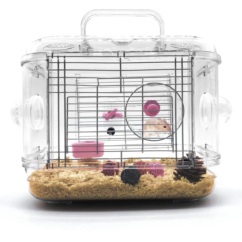 Kathson Cage transparente de transport pour petits animaux – hamsters, gerbilles et souris