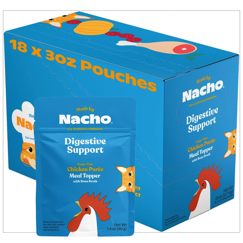 Made by Nacho Purée de Poulet Élevage en Cage — Topper Repas Digestif avec Bouillon d'Os (18 Portions)