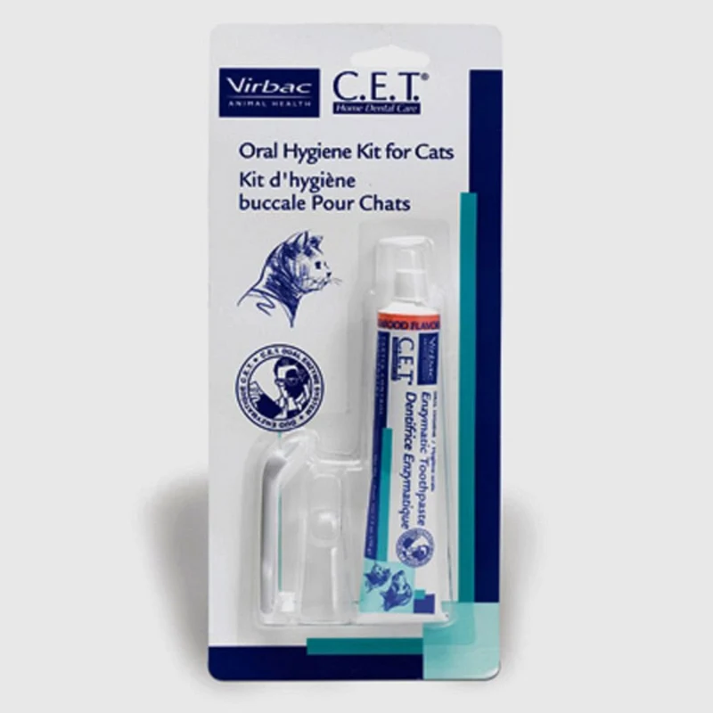 Virbac C.E.T. Kit Hygiène Dentaire pour Chats – Dentifrice Saveur Fruits de Mer
