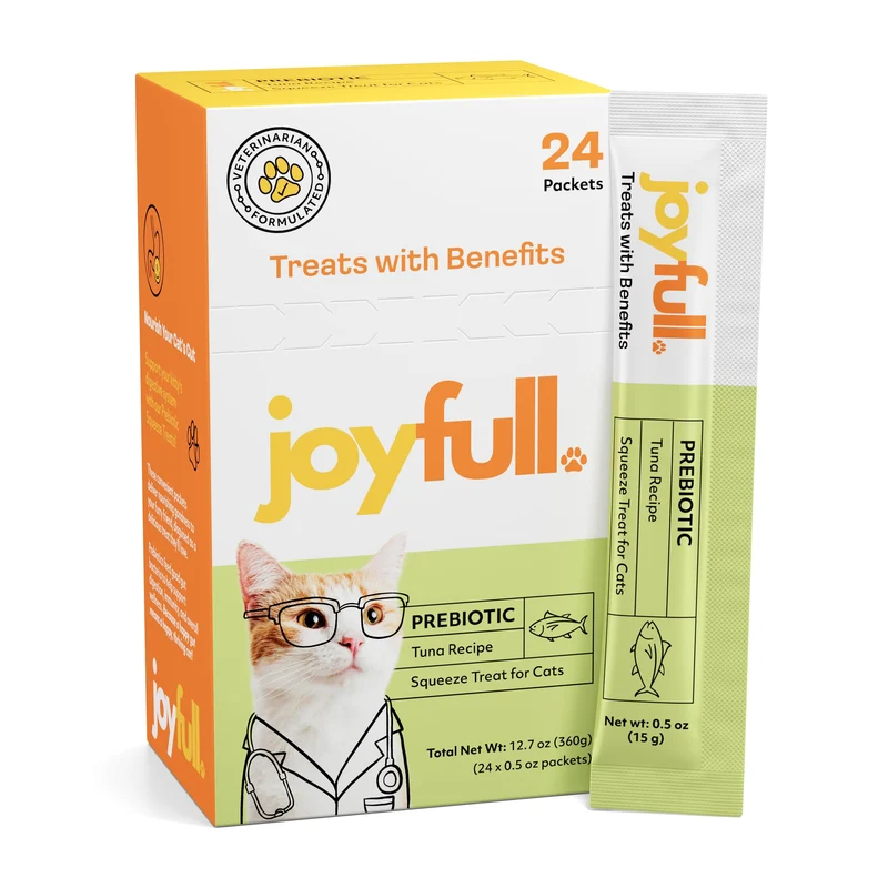 JoyFull Friables à lécher pour chats – Thon sauvage avec prébiotiques – 24 tubes (0,5 oz chacun)