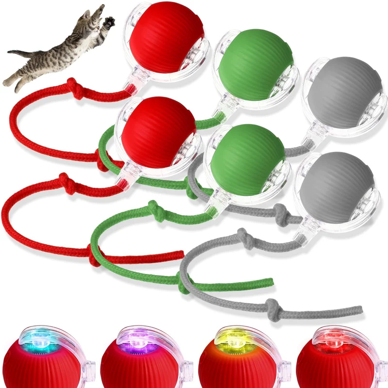 WinnerWhy 6 Pack Balle Chat Interactive 360° — Jouet Automatique Rechargeable pour Chats et Chiens