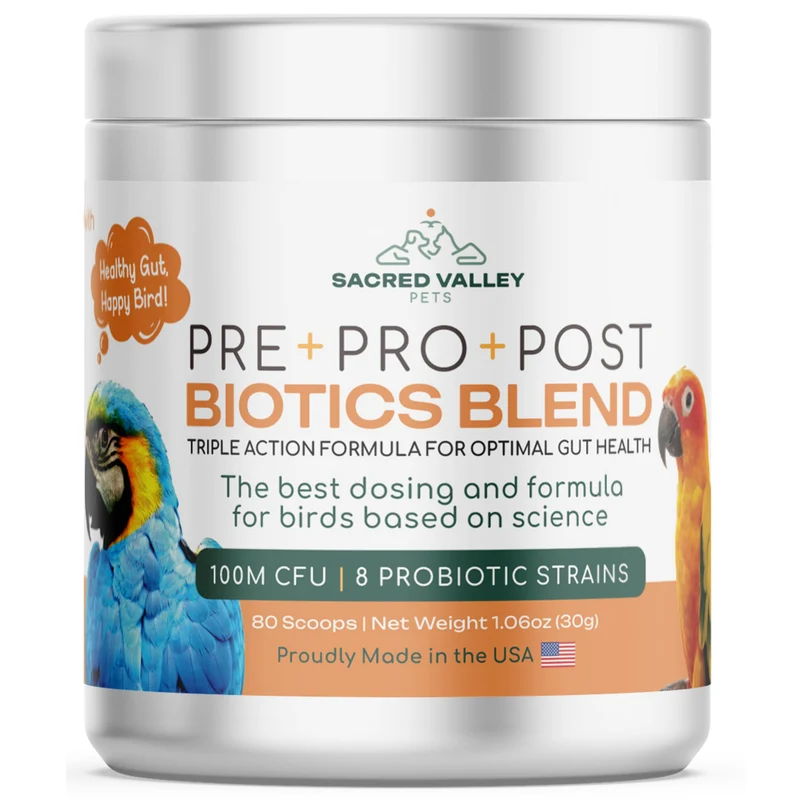Sacred Valley Pets - Probiotiques pour Perroquets : Pré-, Pro-, et Postbiotiques Aviaires
