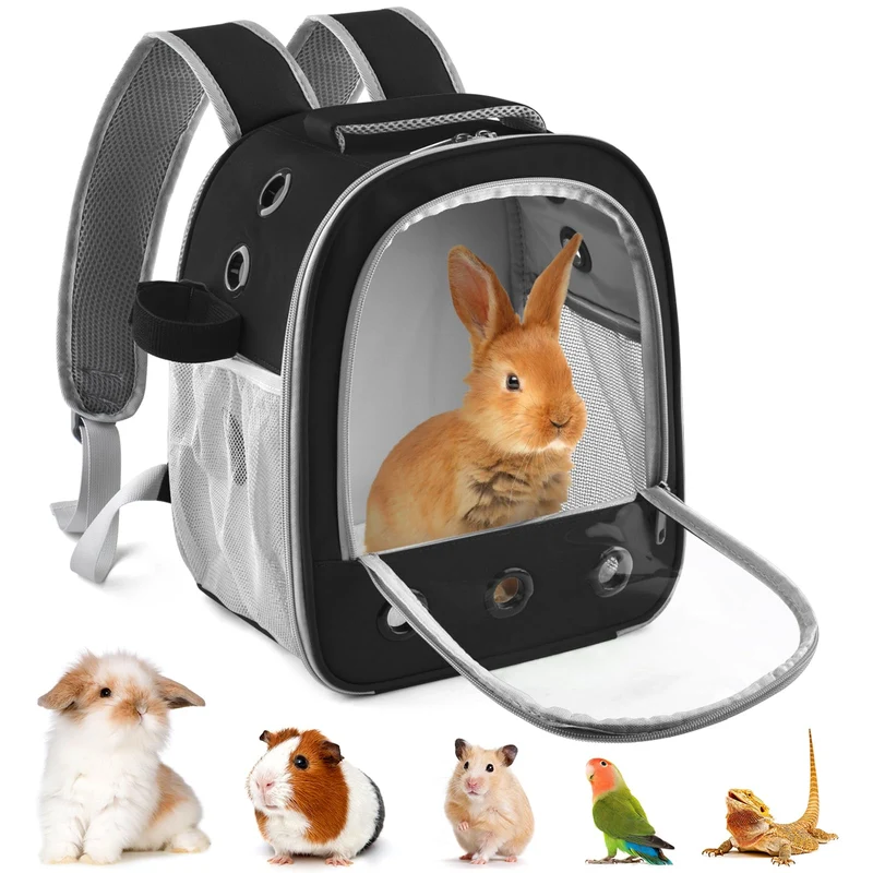 DBNESS Sac à dos pour petits animaux – Cochon d’Inde, Lapin et plus | Porte-bouteille et Coussin détachable