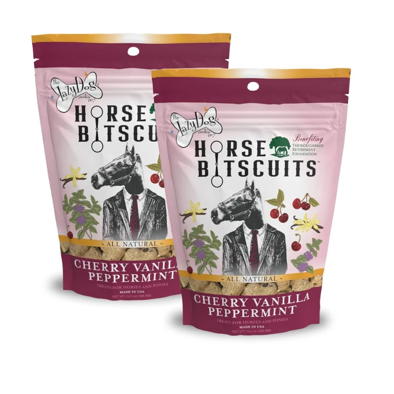 Bitscuits pour chevaux – The Lazy Dog Cookie Co. | Biscuits naturels alfalfa, lin et menthe – Format poche, 2 sachets de 396 g – Fabriqué aux États‑Unis