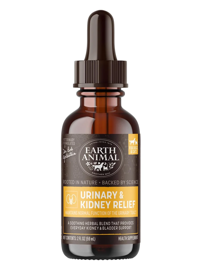 Earth Animal Apothecary Gouttes Liquides – Soulagement Urinaire et Rénal pour Chiens et Chats, 60 ml