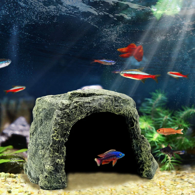 Besimple Grotte Roche Aquarium – Cachette en Pierre Décorative pour Betta et Reptiles