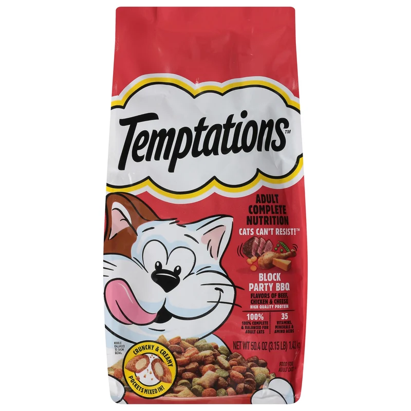 Temptations – Nourriture sèche complète pour chats adultes Saveur barbecue, 56 onces