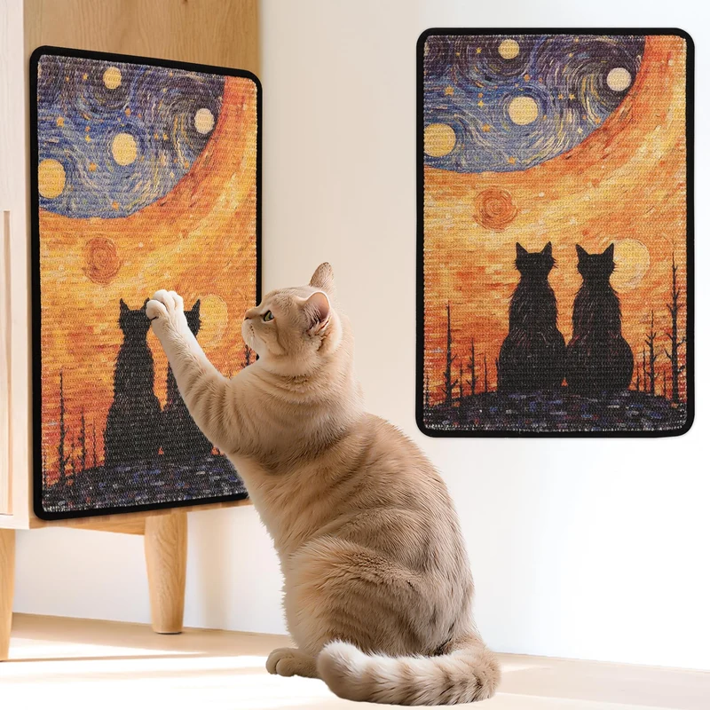 LESISSMER Tapis-Grattoir Sisal pour Chats — Mur et Sol, NuitÉtoilée