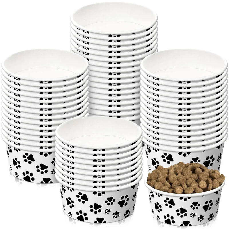Potchen – 60 Gamelles jetables en papier pour petits chiens, motif mignon