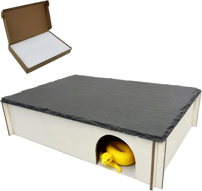 INOSCIND Refuge Serpent en Ardoise – Grand Cache Serpent 35,1×24,9×7,9 cm pour Pythons Boules et Geckos Léopards