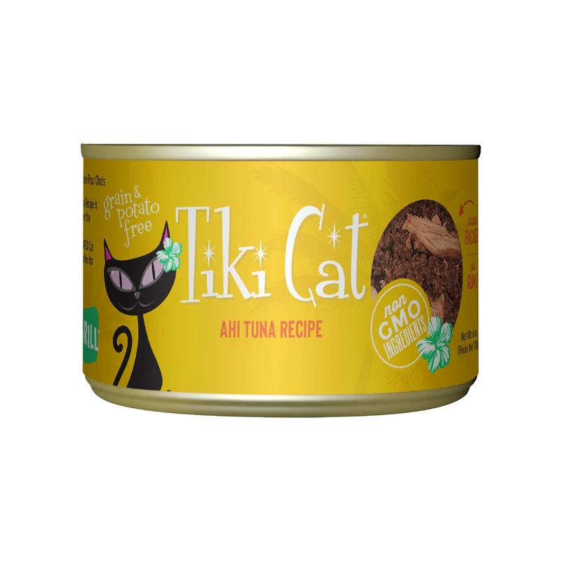 Tiki Cat Grill Thon Ahi – Protéines élevées et Ingrédients 100% sans OGM, Aliment humide pour chat, Tout stade, Boîtes 6 oz (lot de 8)