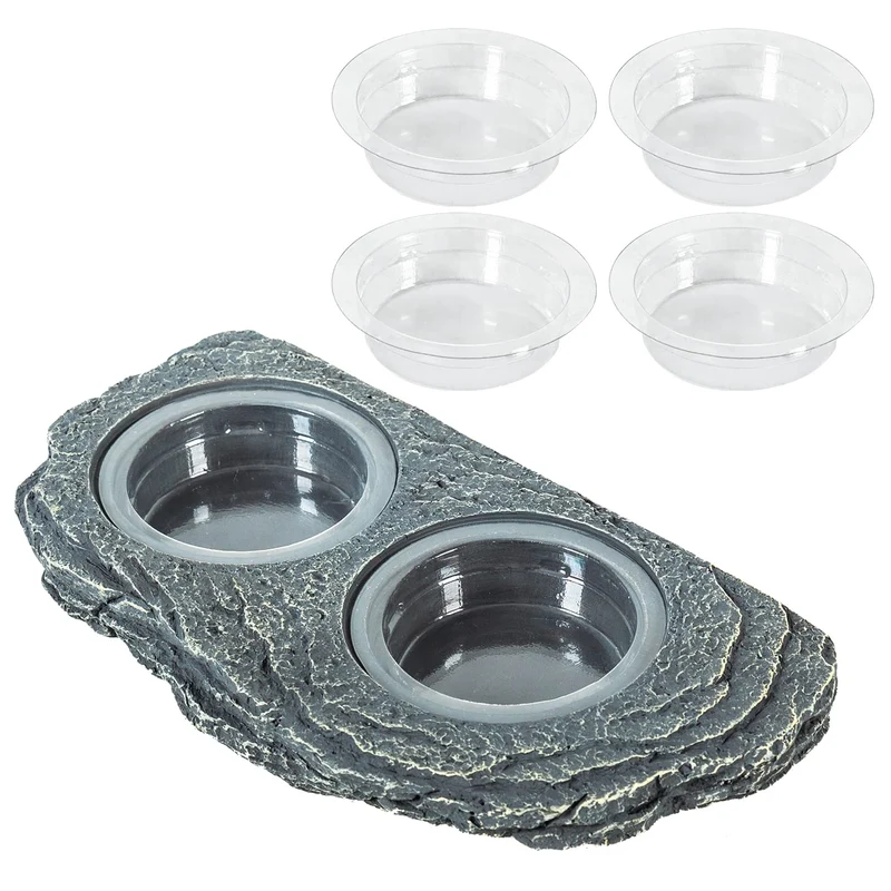 REPTIZOO – Plateau d'alimentation magnétique pour reptiles avec bols doubles et 6 tasses