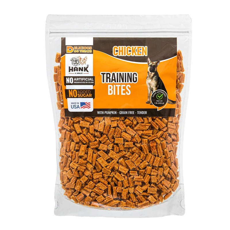 Hank & Harley Training Bites Poulet, 1 lb — Protéine maigre et Citrouille