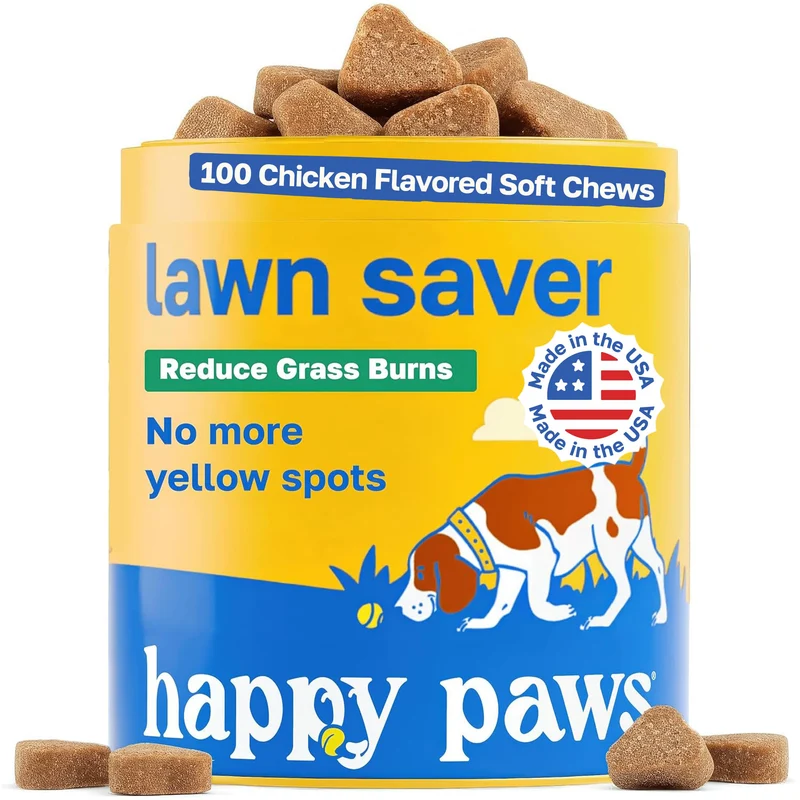 Happy Paws Lawn Saver – Probiotiques pour Chiens, Pelouse Verte & Brûlure Réduite, Saveur Poulet Végan