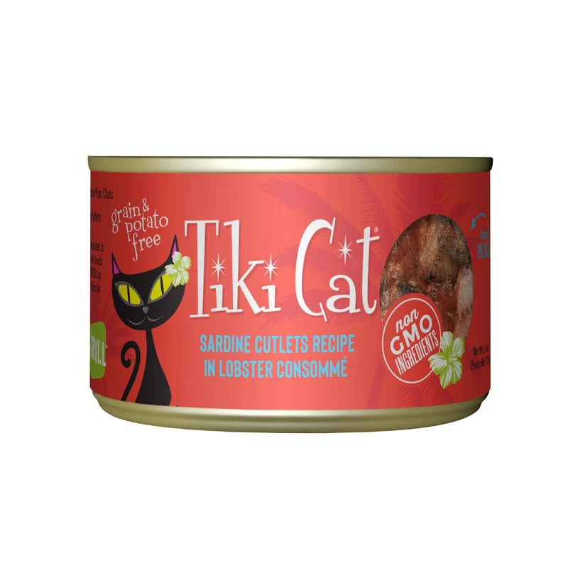 Tiki Cat Grill – Côtelettes de sardines en conserve, 6 oz, 8 boîtes