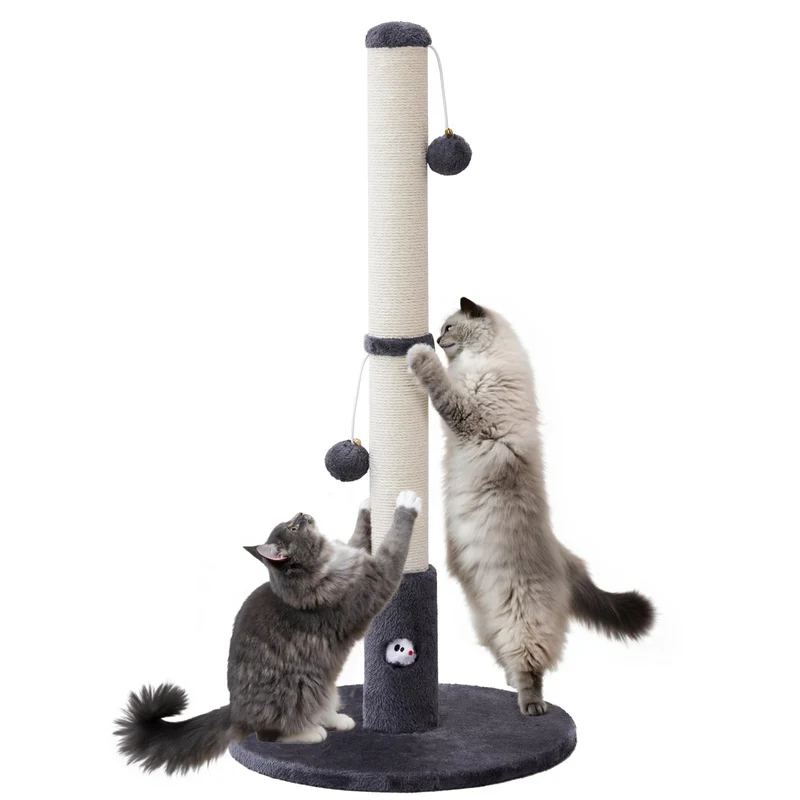 Woochpet Pote de Griffage 33'' pour Chats Adultes – Griffoir Grand Cylindre en Sisal Naturel (Gris Foncé)