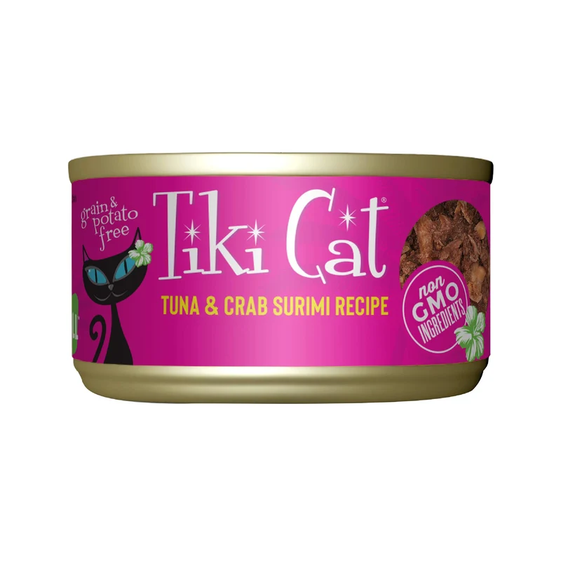 Tiki Cat Grill – Nourriture humide pour chat au thon et crabe surimi, boîtes 2,8 oz (12×)