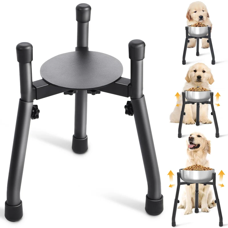 CatAve - Gamelle surélevée pour chiens moyens et grands, support métallique réglable (1 pièce, 3 hauteurs)