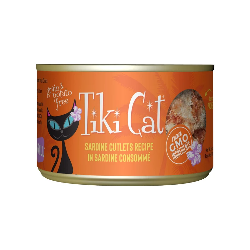TIKI PETS Tiki Cat Grill – Sardines Tranches, Aliment Humide Sans Céréales (8x170 g)