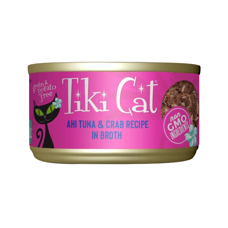 TIKI PETS – Tiki Cat Grill Aliment Humide pour Chats, Thon Ahi et Crabe, Boîtes 2,8 oz (12x)