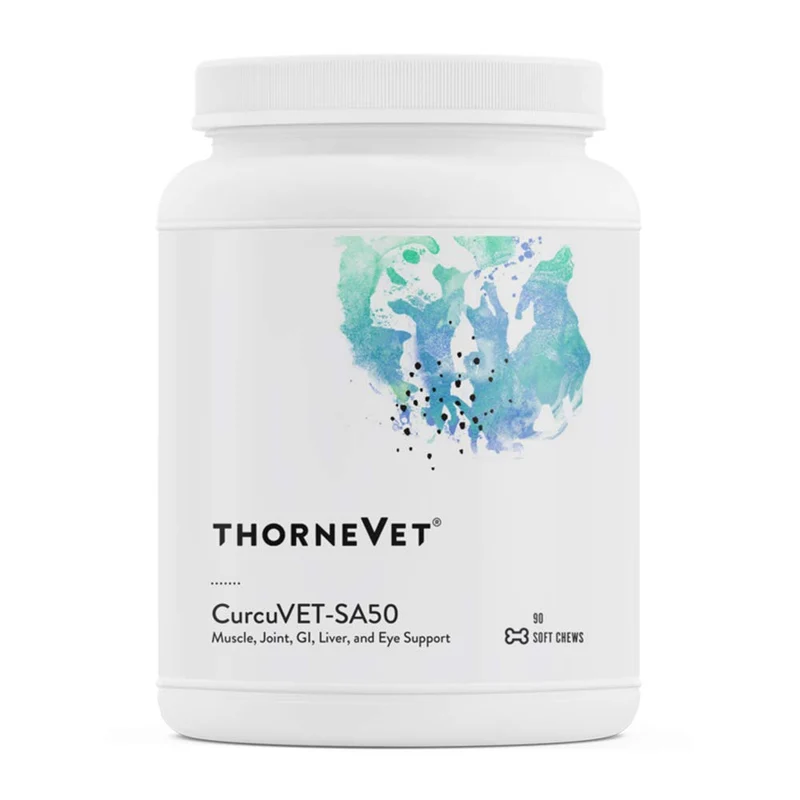 ThorneVet CurcuVET-SA50 – Soutien des articulations, muscles, foie et GI pour petits chiens et chats, 90 bouchées molles