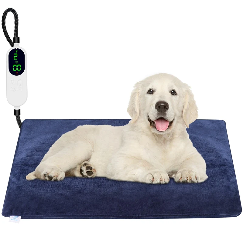 ENJOY PET Tapis Chauffant pour Chiens et Chats – 9 Niveaux, Minuteur, Cordon Acier, 28×18 pouces