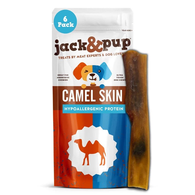 Jack&Pup Bâtonnets Collagène Peau de Chameau – Hypoallergéniques, Sans Cuir, 6 Pièces