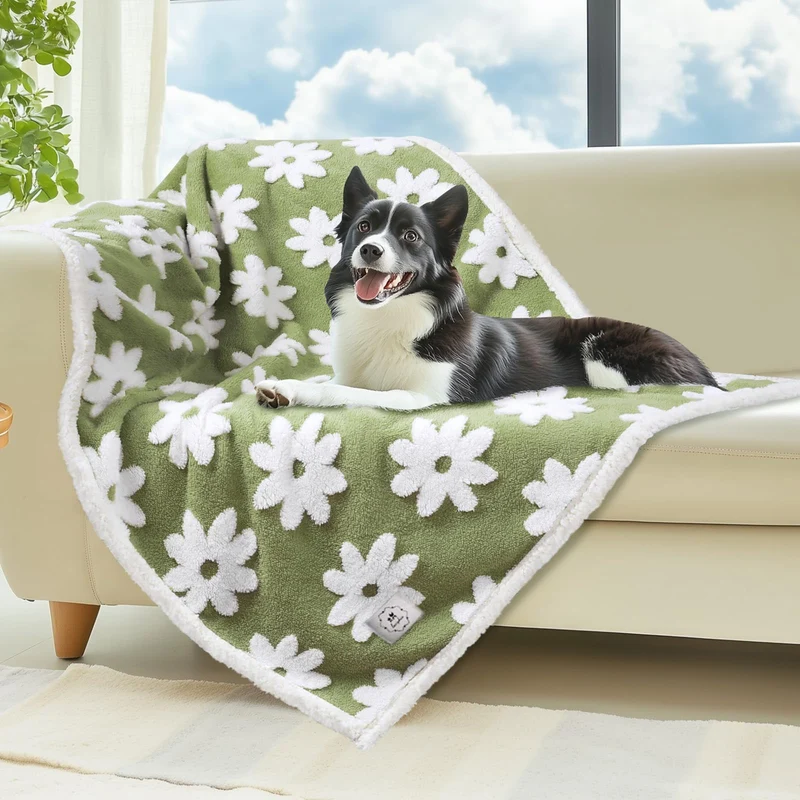 Luciphia Couverture Imperméable pour Chiens Moyens à Grands – Lavable, Douce et Chaude, Vert | 57x40 po