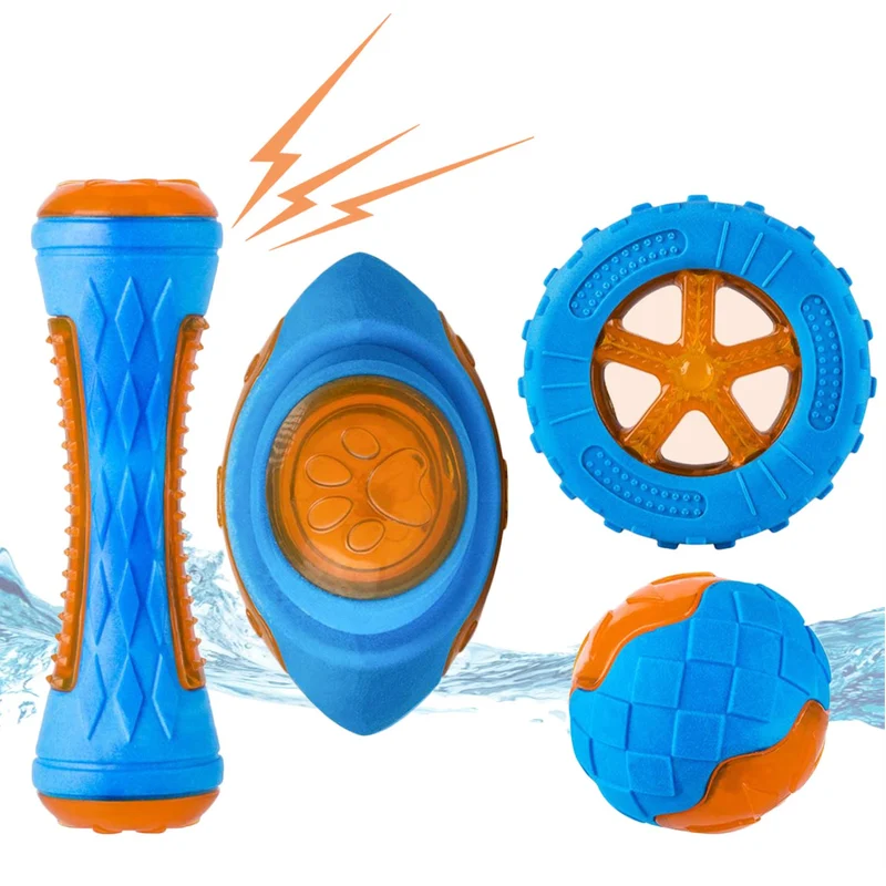 CoubonTail Pack de Jouets Siffleurs pour Chien – 4 Pièces Flottantes et Interactives