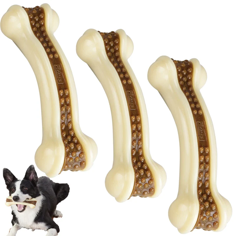 BETTEPROD Jouets à Mâcher pour Chiens Puissants – Saveur Boeuf, Lot de 3