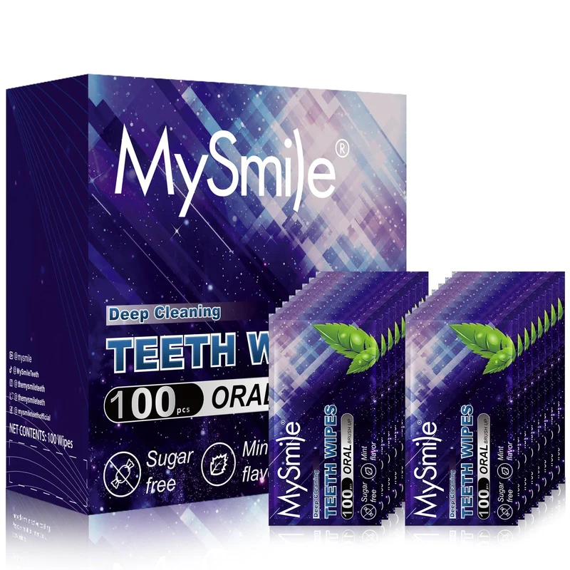 MySmile Lingettes Dentaires 100 pièces – Nettoyage en profondeur et haleine fraîche, menthe