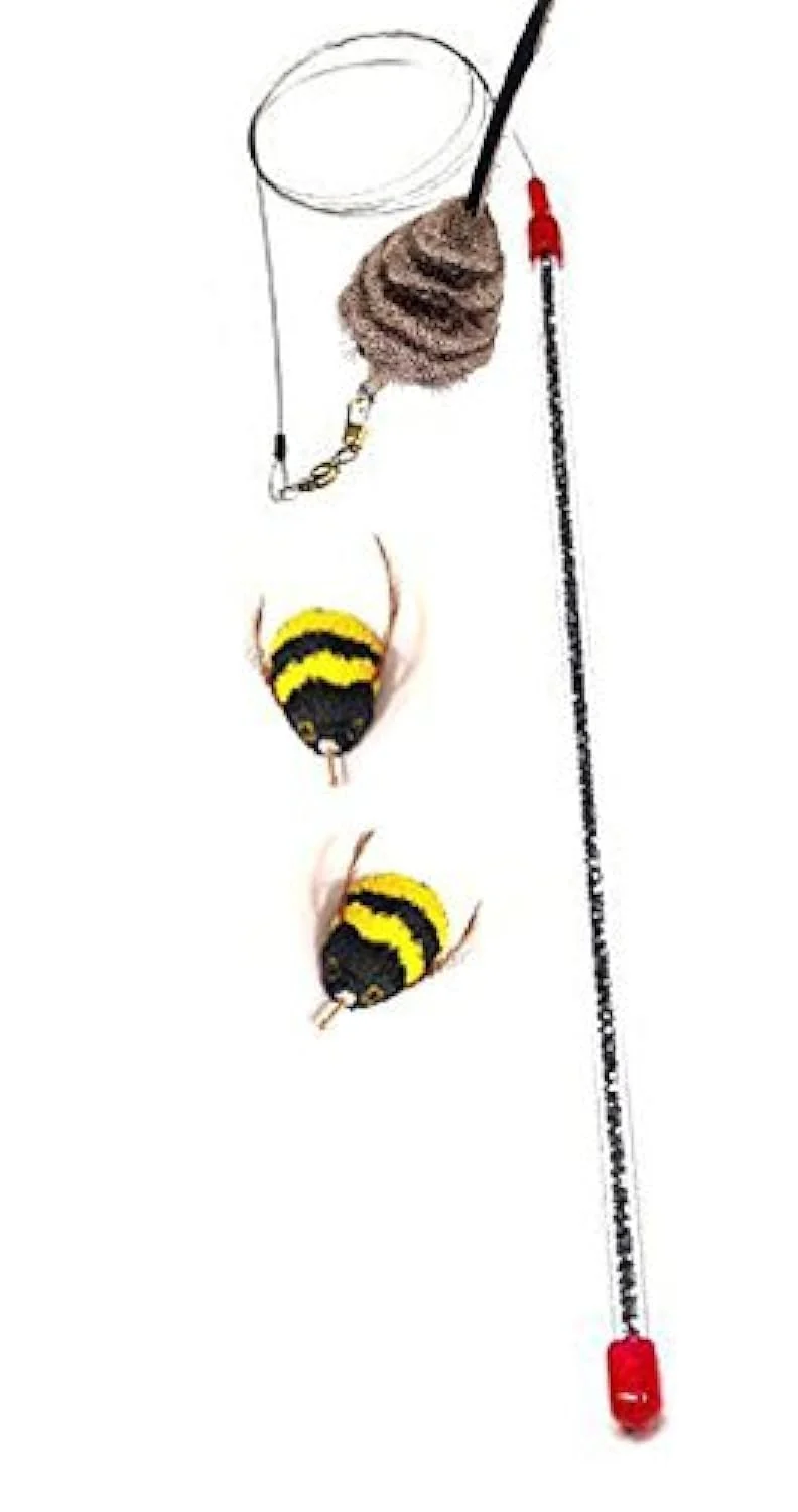CoolCyberCats Bâton d’Animation Attrape-Chats et 2 Attaches Da Bee Bumble Bee – Pack Économique