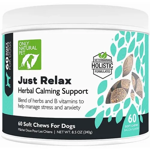 Only Natural Pet – Friandises calmantes Juste Détente pour Chiens au Bacon | Détente naturelle et Bien-être