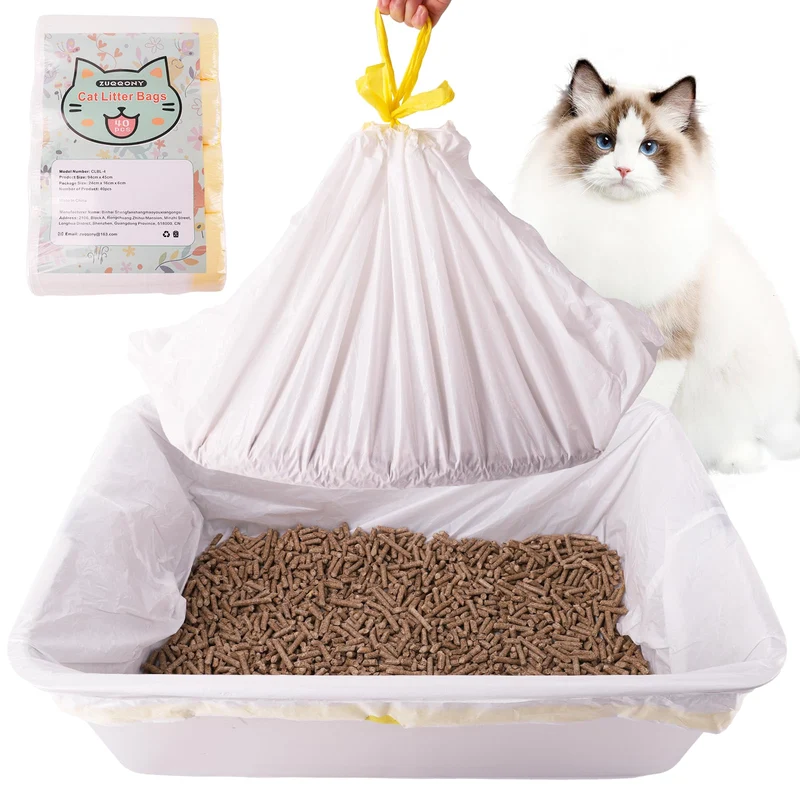 Zuqqony Sacs de Litière XL 37x18 (3MIL) – Lot de 40 Sacs Résistants au Déchirure pour Bac à Litière en Acier Inox