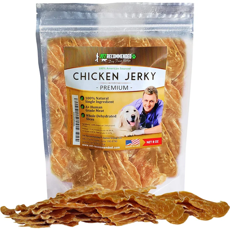 Vet Recommended – Jerky Premium au Poulet pour Chiens, 226 g, Ingrédient Unique, Fabriqué aux États‑Unis