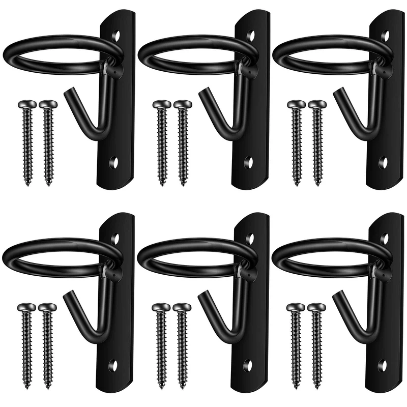 Dunzy – 6 crochets de seau pour chevaux, support métallique noir, écurie et ferme