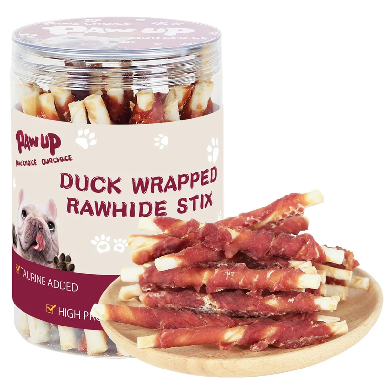 PAWUP Bâtonnets Canard – Friandises Cuir Brut pour Chiens Petits, environ 355 g (25–30 pièces)