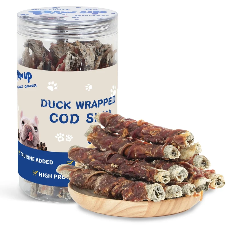 PAWUP Cod Skin – Friandises peau de morue pour chiens | Protéines élevées & Oméga-3 | 12,5 oz (12-15 pièces)
