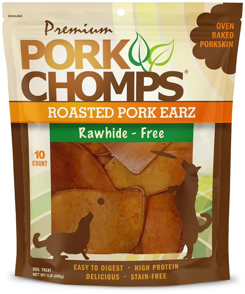 Pork Chomps Oreilles de Porc Rôties — Formes d’Oreille, Lot de 10