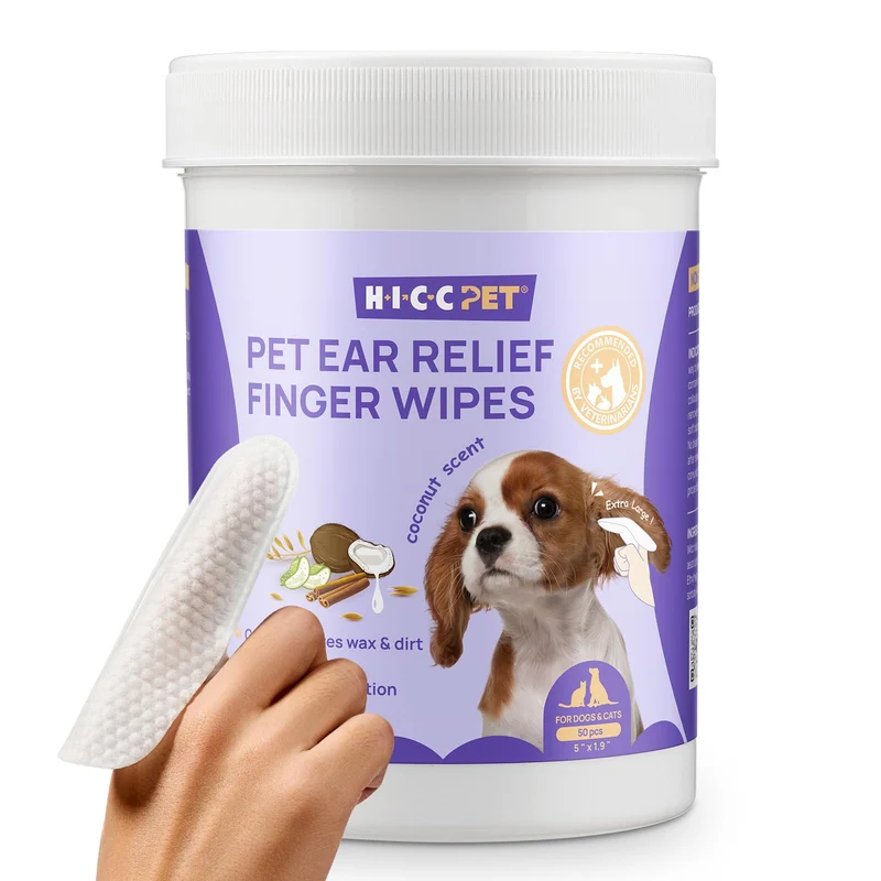 HICC PET Lingettes Nettoyage Oreilles pour Chiens et Chats – CocoPlex, 50 lingettes
