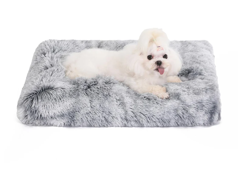Bedfolks Panier Imperméable pour Cage – Lit Chien et Chat en Fourrure Peluche 23x18, Gris Foncé