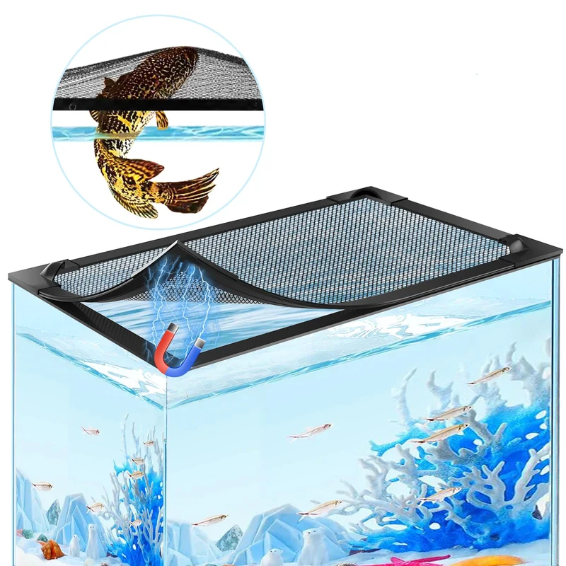 MLEJU Couvercle magnétique pour aquarium – filet d’aération réglable jusqu’à 94 × 46 cm (aquarium non inclus)