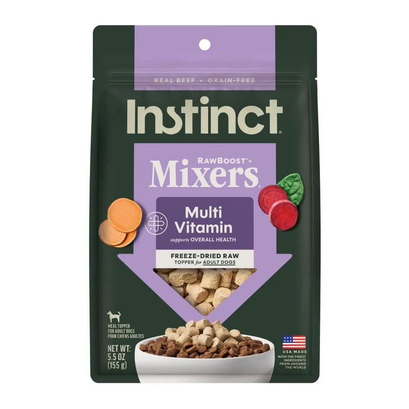 Instinct RawBoost Mixers – Toppers Lyophilisés Sans Céréales pour Chien, Bœuf Vrai, Multivitamines – Sachet 156 g (5,5 oz)