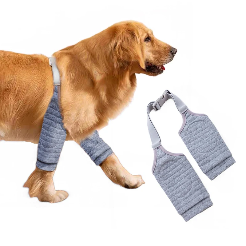 MANON ROSA Protège-Coudes pour Chien Gris – Manchon Avant Pattes, Protection Plaie et Anti-Lécheage (2XL)
