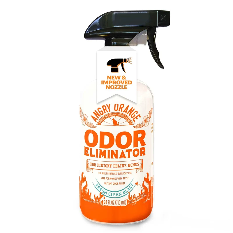 ANGRY ORANGE – Éliminateur d’odeurs pour chat, urine et taches sur tapis – parfum frais – 24 oz