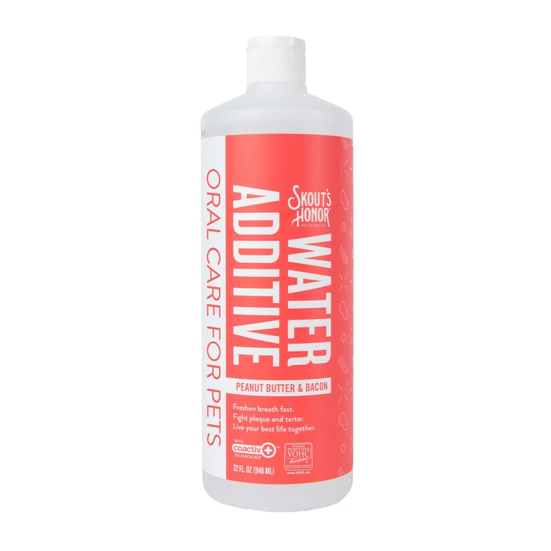 SKOUT'S HONOR Additif Eau Saveur Beurre d'arachide et bacon – Accepté VOHC pour le tartre, 32 oz
